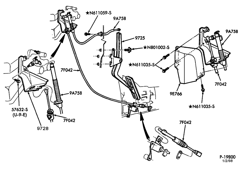 Схема 6 CYL. 4.9L - GAS-Accelerator & transmission linkage