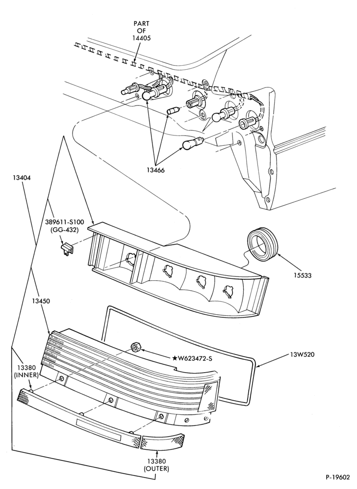 Схема LAMPS-Rear lamp, backup, license plate and body side marker- Cougar