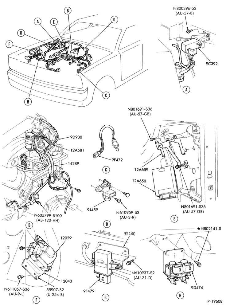 Схема MANIFOLDS, THERMOSTATS & EMISSION PARTS-Electronic engine control - (E.E.C.)