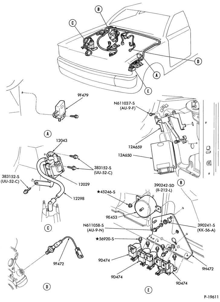 Схема 8 CYL. 5.0L (302 C.I.D.)-Electronic engine control (E.E.C.)- E.F.I.-A/T