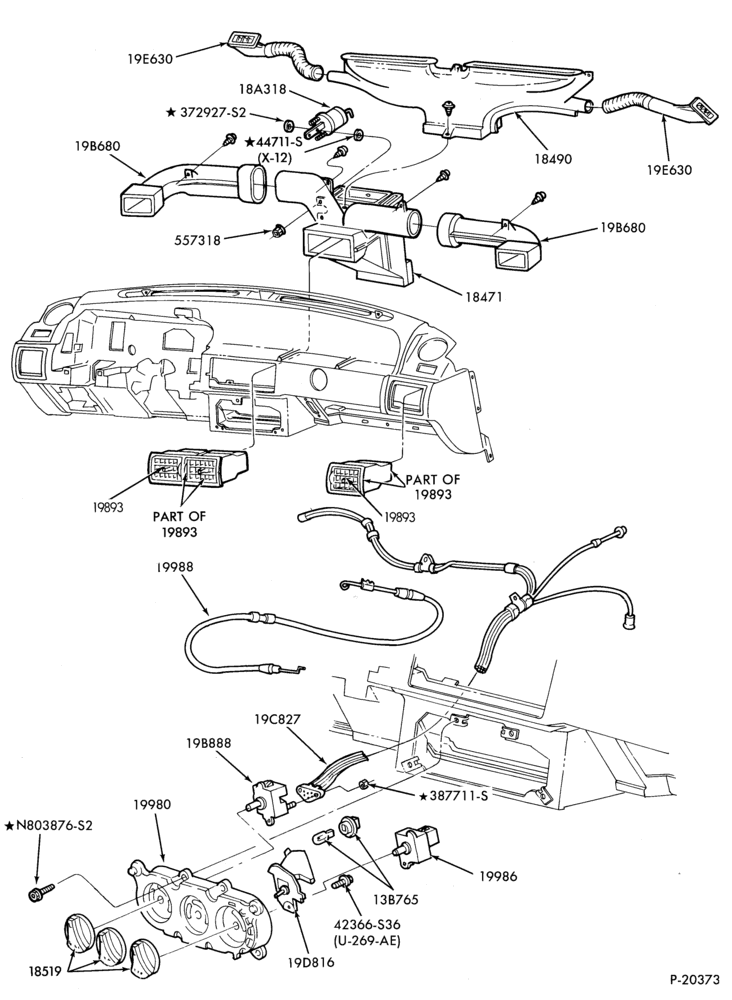 Схема AIR CONDITIONER-Controls and Ducts- integral
