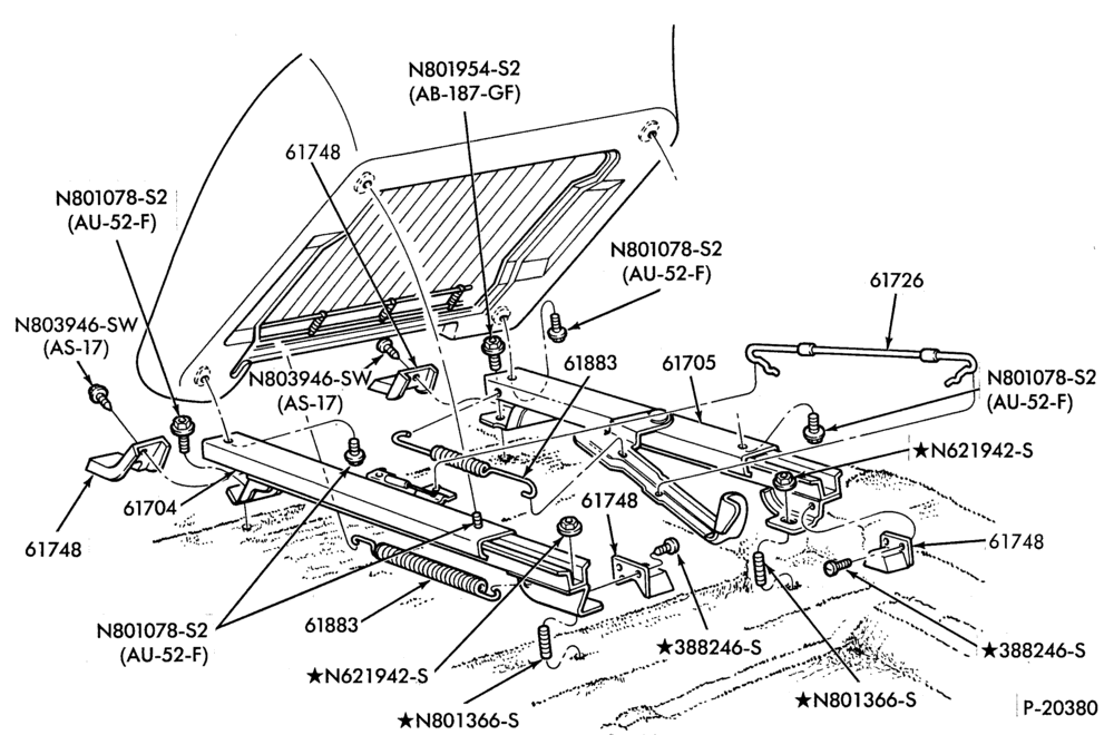 Схема SEATS AND SEAT BELTS-Front seat parts - lower half - passenger