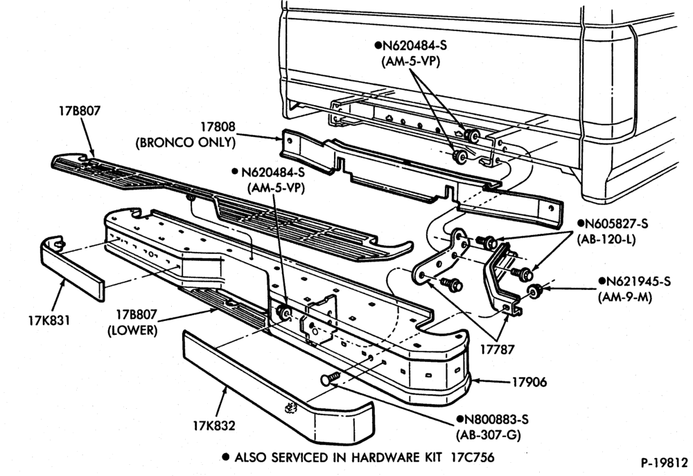 Схема BUMPERS-Rear bumper parts - w/step bumper-U150