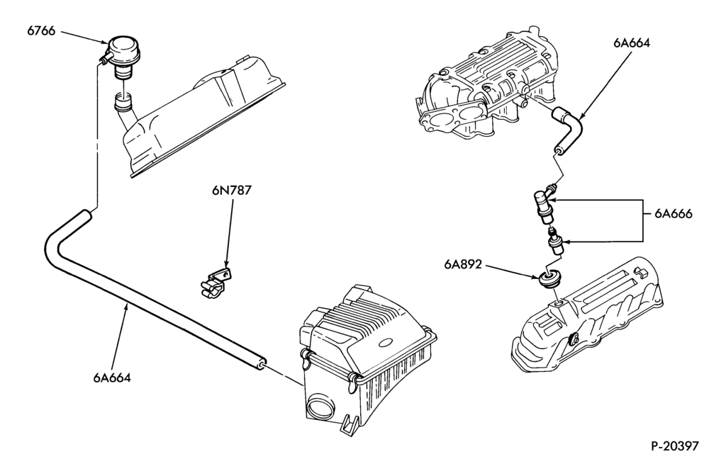 Схема 6 CYL. 2.9L 177 (C.I.D.)-Crankcase ventilation system