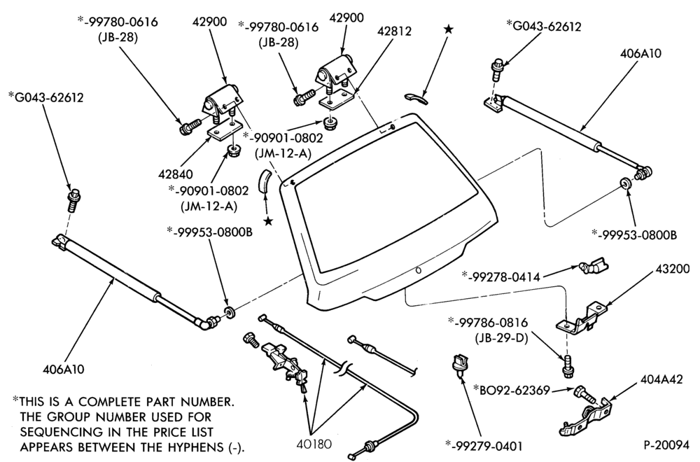 Схема LIFT/TAILGATE, LUGGAGE & BACK WINDOW-Liftgate parts - hinges - B/T 61
