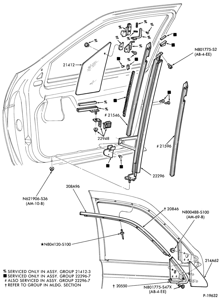 Схема BODY SIDES AND QUARTER-Window parts - front door - front door vent