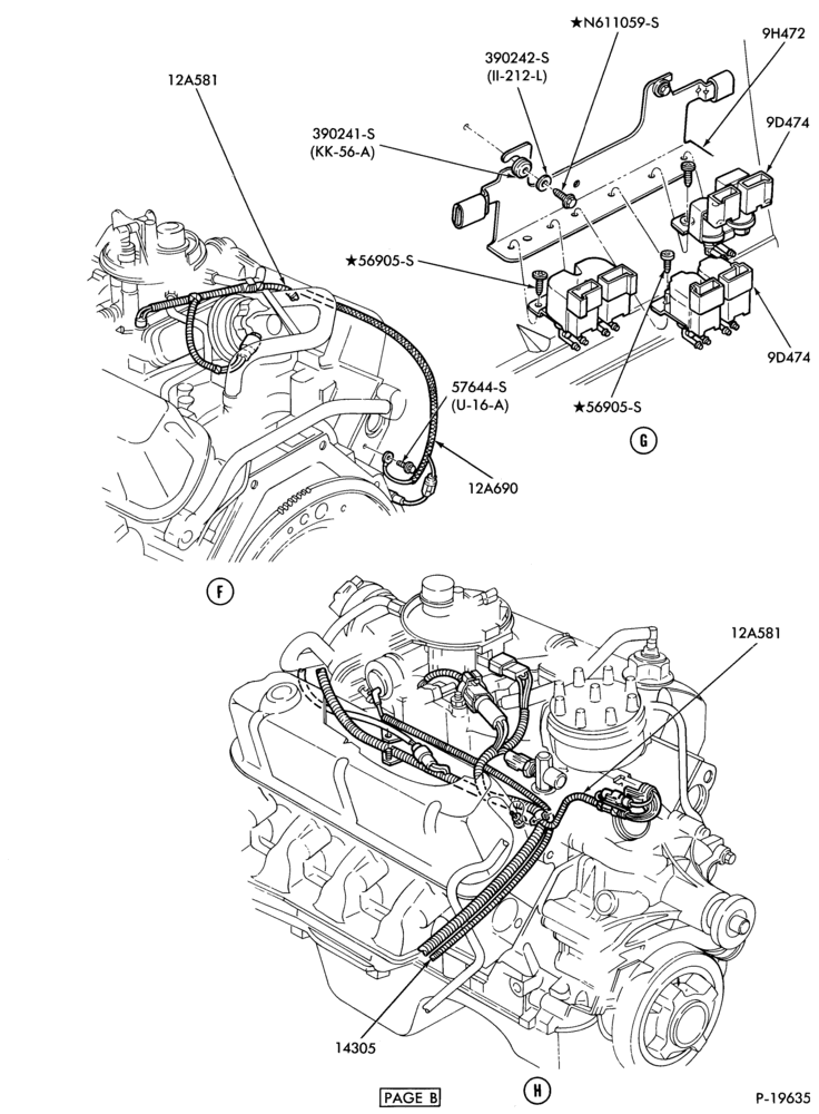 Схема 8 CYL. 5.0L (302 C.I.D.)-Electronic engine control (E.E.C)-Page-B