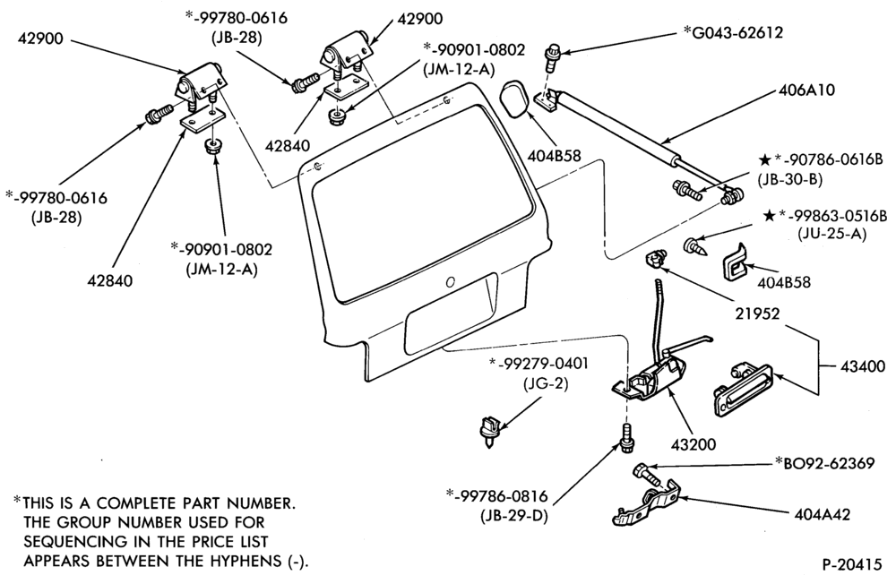 Схема LIFT/TAILGATE, LUGGAGE & BACK WINDOW-Liftgate parts - hinges & latch