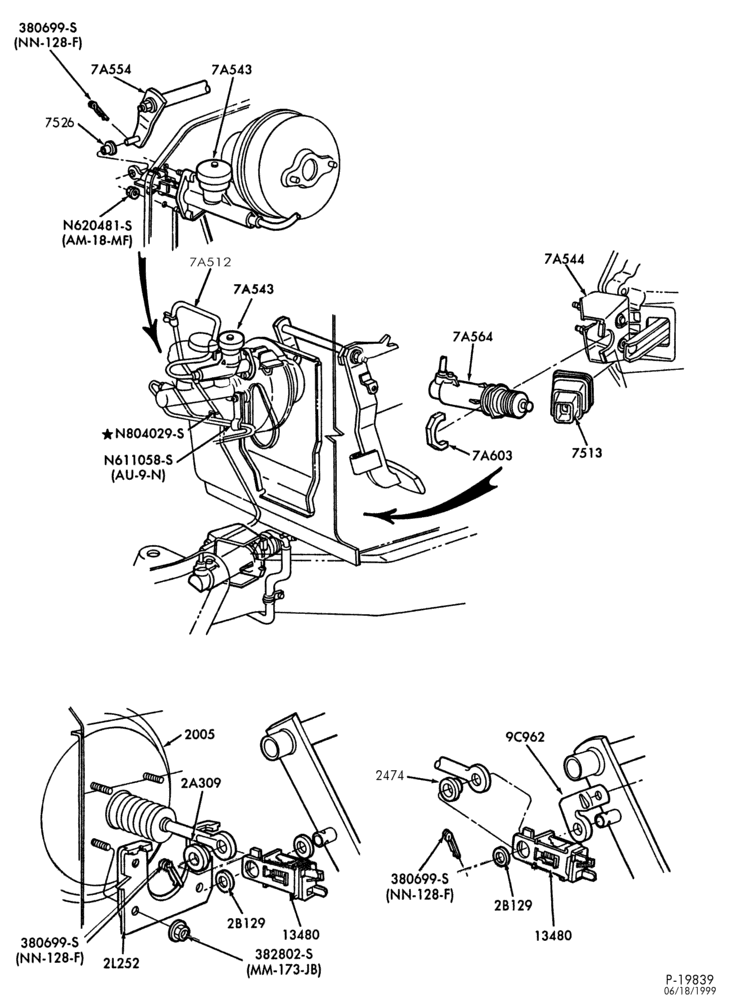 Схема EXTERNAL PARTS-(1987/) - hydraulic actuated - Page C-F150/350, F(Super Duty)
