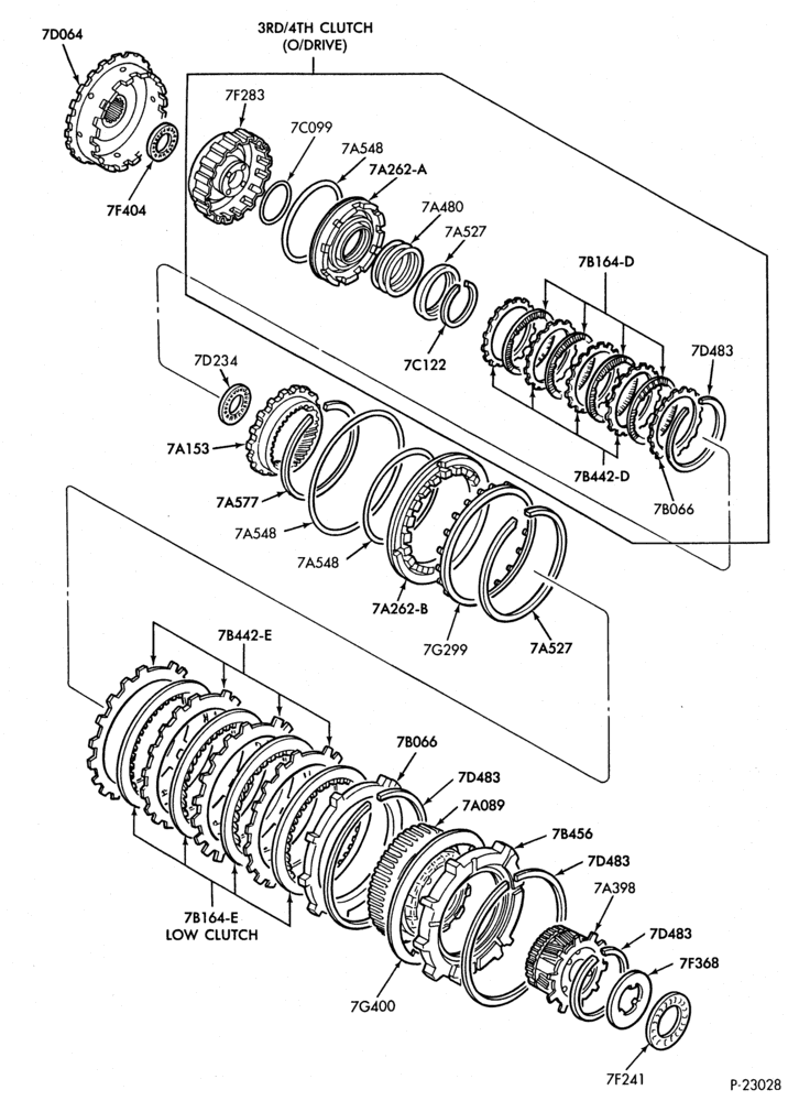 Схема F4E-III TYPE - INTERNAL PARTS-3/4 clutch, low clutch & related parts
