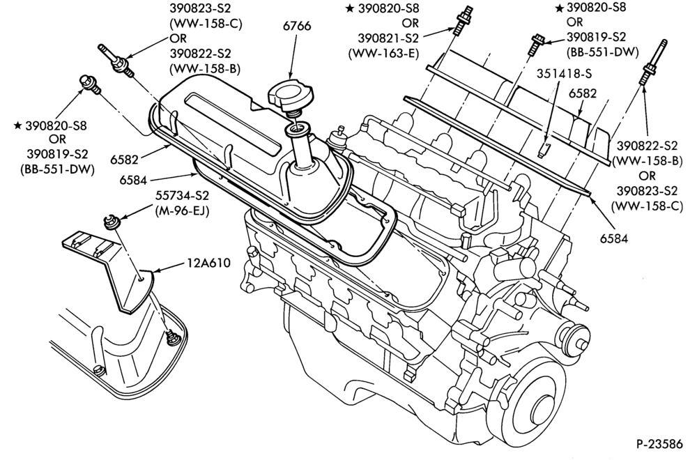 Схема 8 CYL. 5.0L-Rocker arm covers & related parts