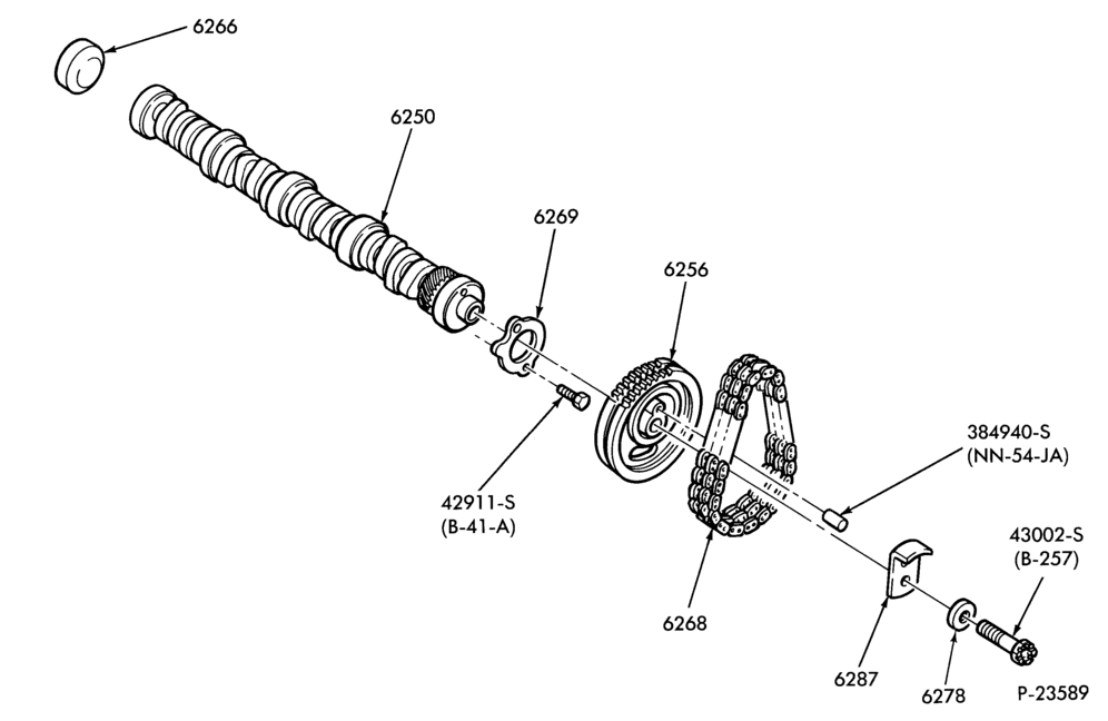 Схема 8 CYL. 5.0L (302 C.I.D.)-Camshaft, gear and bearings
