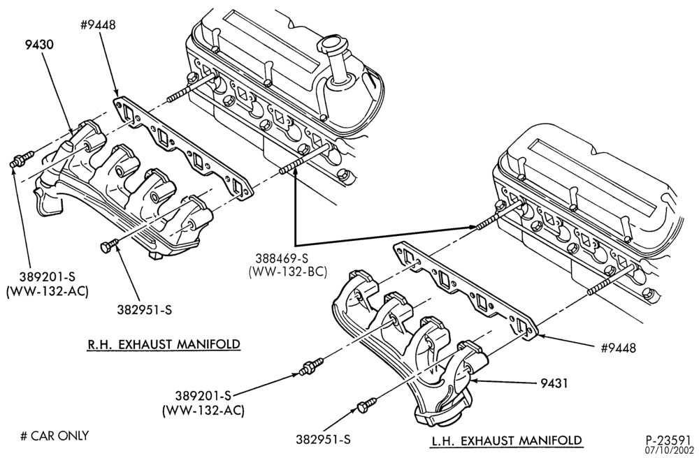 Схема 8 CYL. 5.0L (302 C.I.D.)-GAS-MANIFOLD AND RELATED PARTS -E.F.I.-exhaust