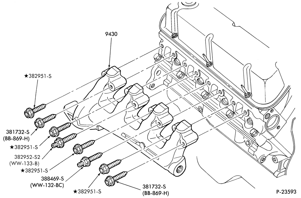 Схема 8 CYL. 5.8LW (351 C.I.D.) - W-Manifold and related parts-exhaust