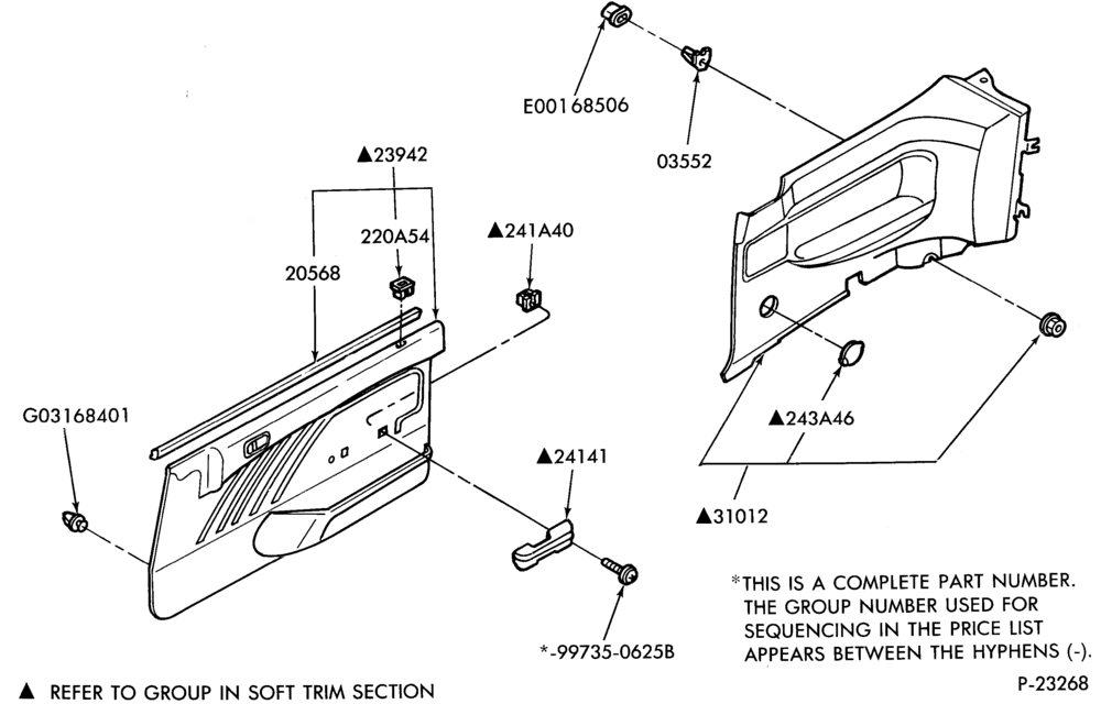Схема SOFT, INTERIOR TRIM-Interior trim panels - door trim & quarter panels - B/T 61