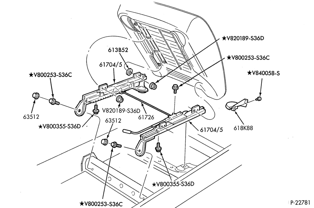 Схема SEATS AND SEAT BELTS-Front seat mechanism - lower half