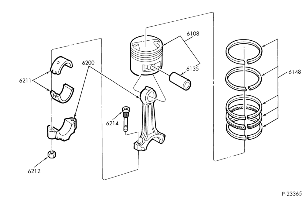 Схема 4 CYL. 1.9L (116 C.I.D.)-Piston, crankcase and related parts