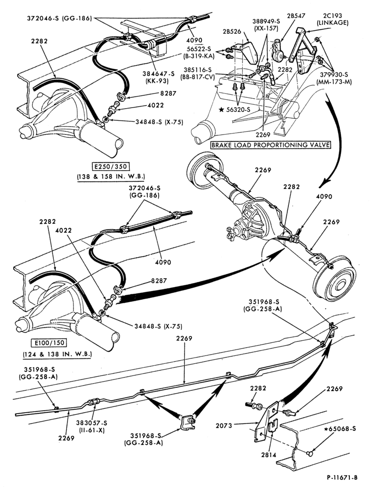 Схема BRAKES-Disc brake system (1980/86) - Page B-E100/350