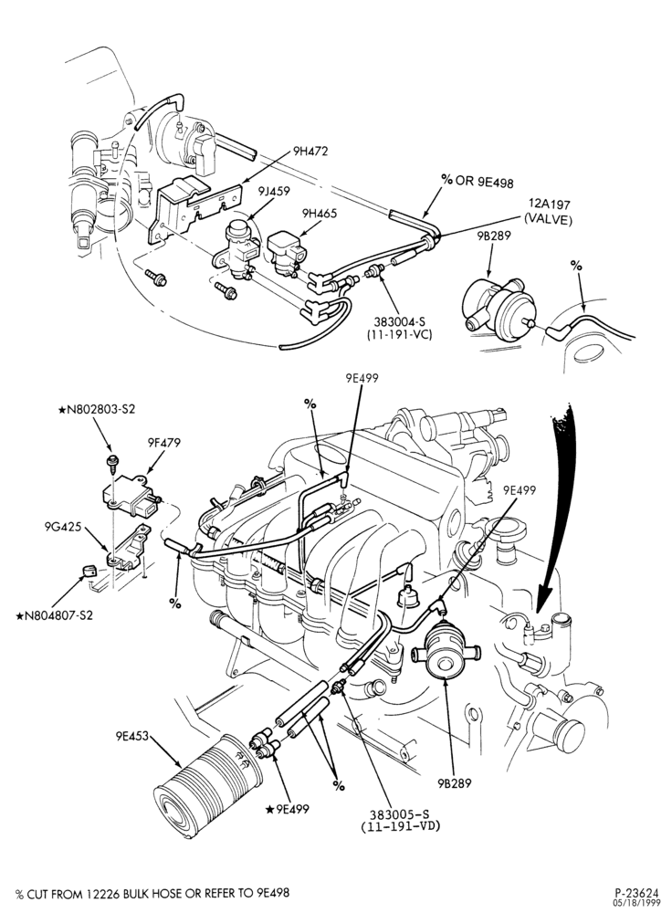 Схема 6 CYL. 4.9L-Emission system - exhaust gas recirculation (E.G.R.)