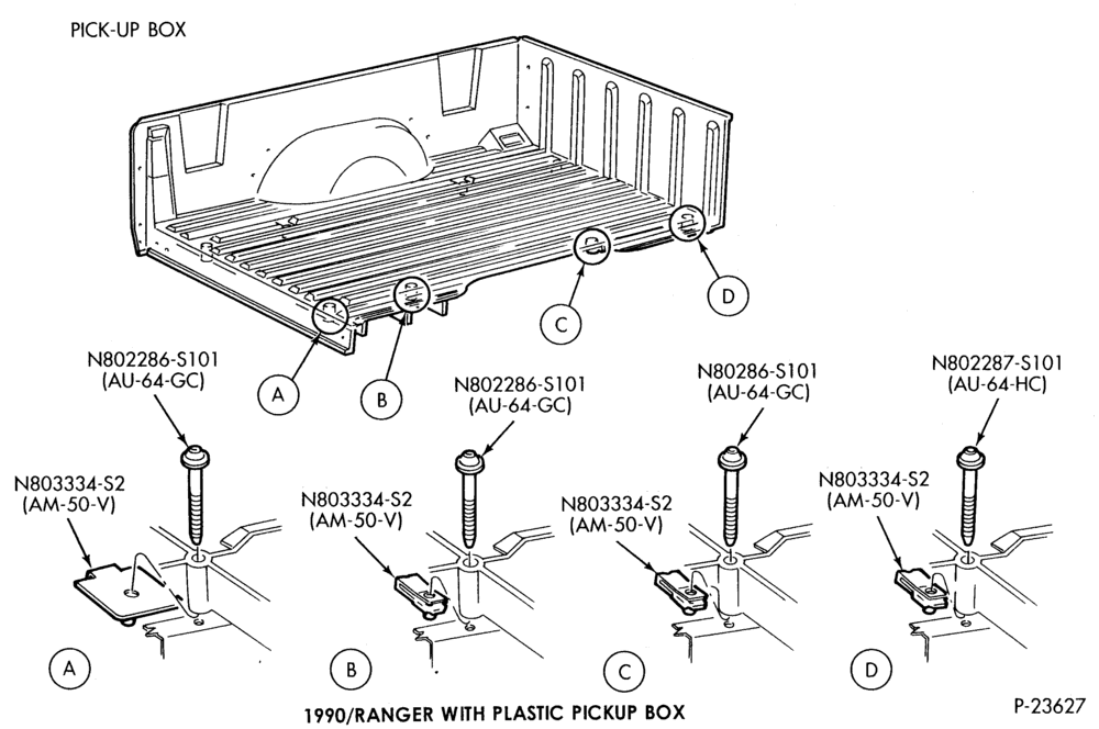 Схема SPRING, STABILIZERS, REAR SUSPENSION-Pickup box to frame installation - with plastic pickup box-R