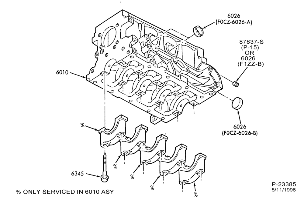 Схема 4 CYL. 1.9L (116 C.I.D.)-Cylinder block plugs