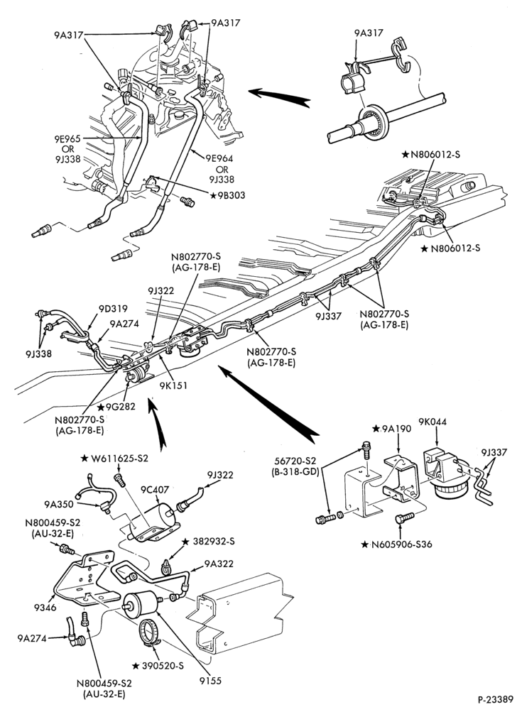 Схема 8 CYL. 5.8L-Fuel lines & related parts - E350 - single aft axle tank