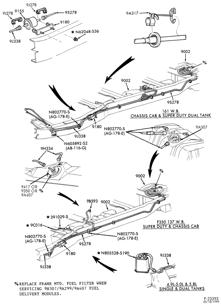 Схема 8 CYL. 5.0L - GAS-Fuel lines & related parts - dual tanks - Page A
