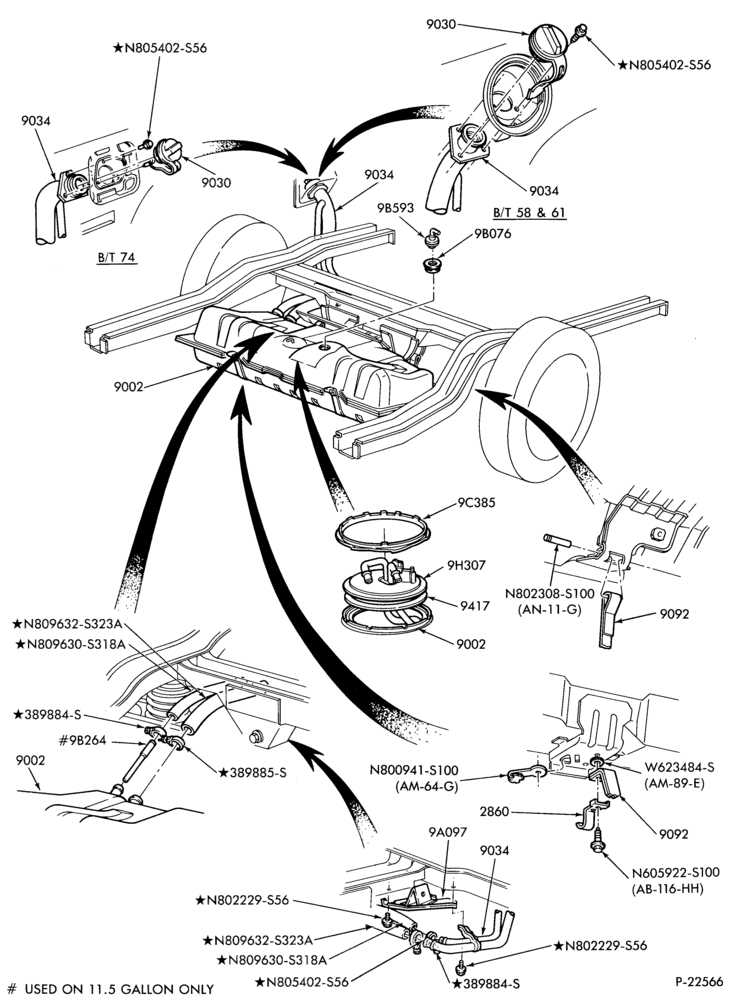 Схема MANIFOLDS, THERMOSTATS & EMISSION PARTS-Fuel system - tank installation