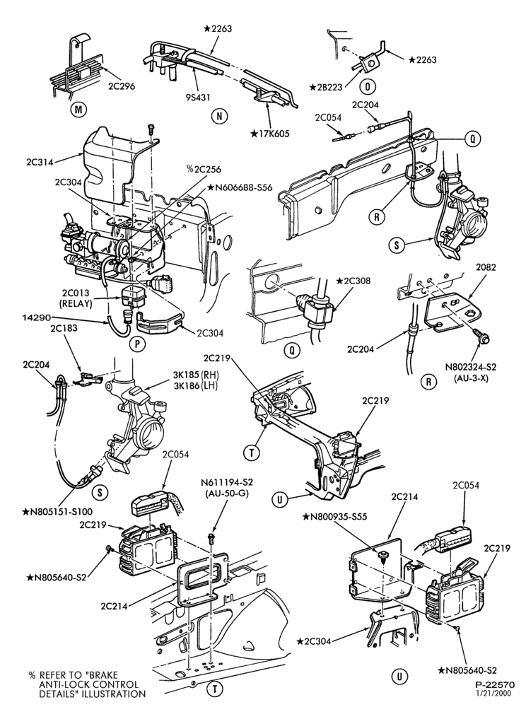 Схема BRAKES-Disc brake system - B/T 54 - w/anti-lock - Page B