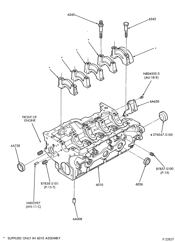 Схема 4 CYL. 1983/88 2.0L (122 C.I.D.) AND 2.3L (140 C.I.D.) - GAS-Cylinder block and plugs - Page B