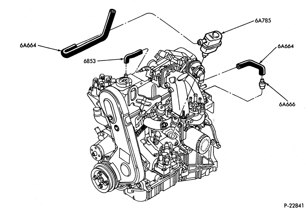 Схема 4 CYL. 1983/88 2.0L (122 C.I.D.) AND 2.3L (140 C.I.D.) - GAS-Crankcase ventilation system - Page B