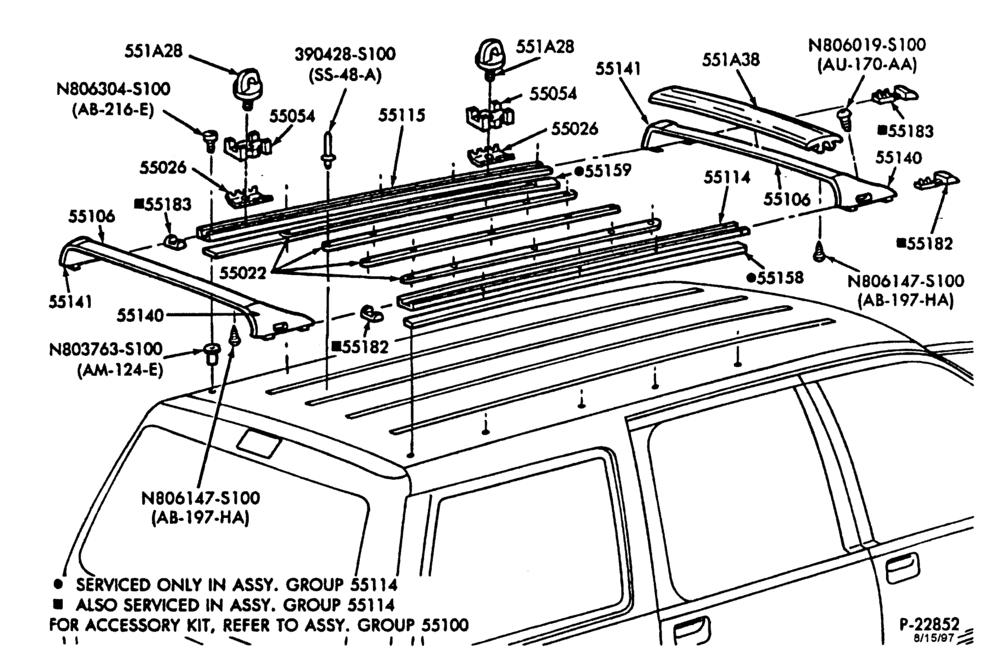 Схема LIFT/TAILGATE, BACK-OF-CAB, BACK WINDOW-Roof rail kit-B - Page A