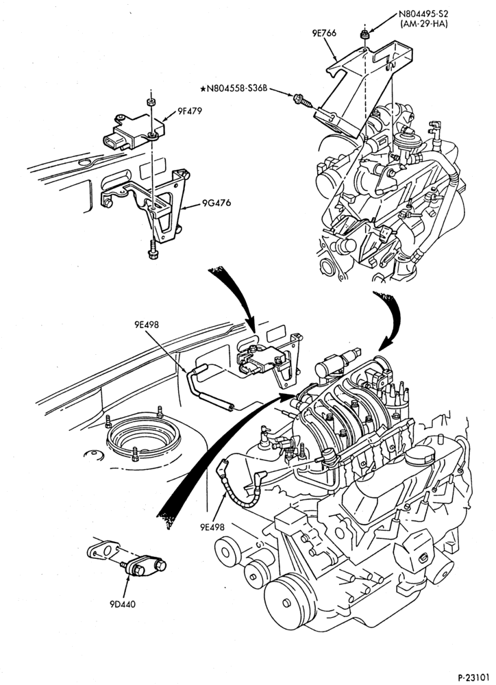 Схема 6 CYL. 3.0L-Emission system - exhaust gas - recirculation (E.G.R.) - exc. Calif.