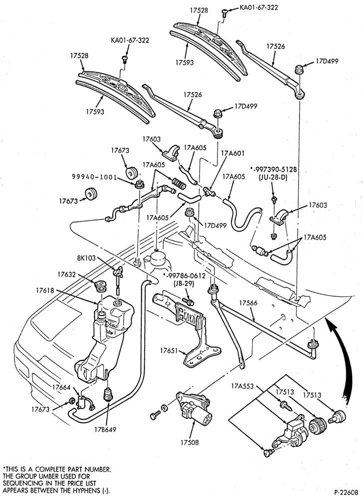 Схема SPEEDOMETER, BUMPERS, MIRRORS AND WIPERS-Windshield - washer & wiper