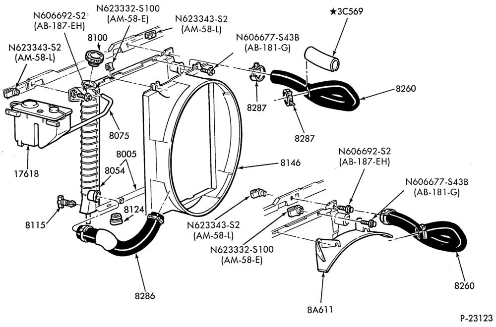 Схема Радиатор, GRILL AND COOLING-Cooling system & related parts - 6 cyl. 4.0L-R