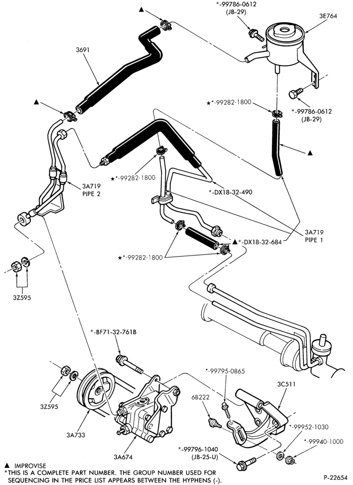 Схема POWER STEERING SYSTEM-Pump installation - 4 cyl. 1.3L