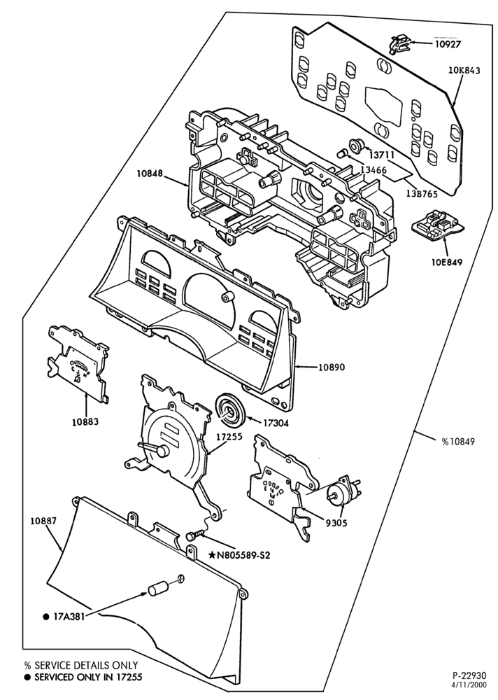 Схема Генератор, INSTRUMENT CLUSTER, BATTERY-Instrument cluster and related parts - Taurus - w/o tachometer - mechanical
