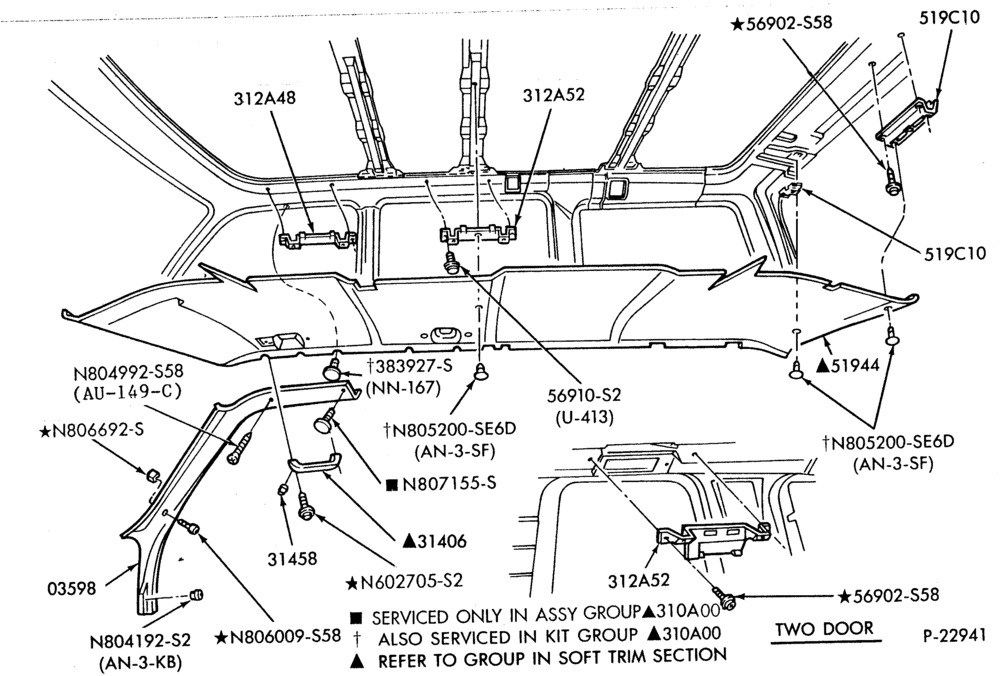 Схема SOFT, INTERIOR TRIM-Trim panels - rear & interior moulding-B
