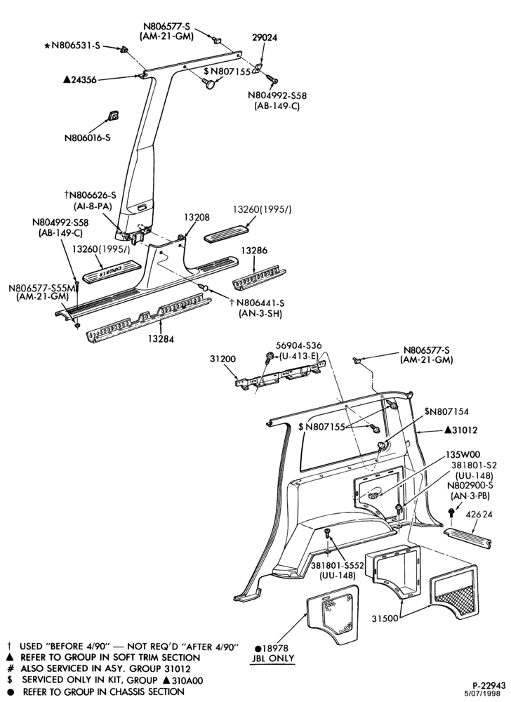 Схема SOFT, INTERIOR TRIM-Trim panels - right quarter trim panels-BN