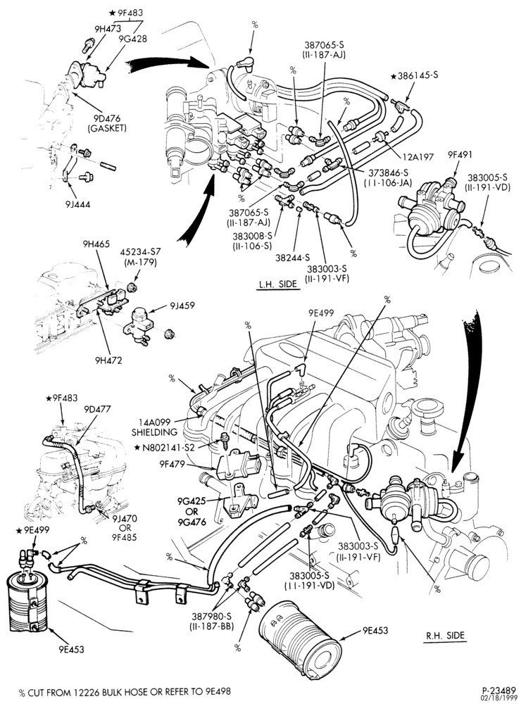 Схема 6 CYL. 4.9L-Emission system - exhaust gas recirculation (E.G.R.) - E250/350 - over 8500# G.V.W.