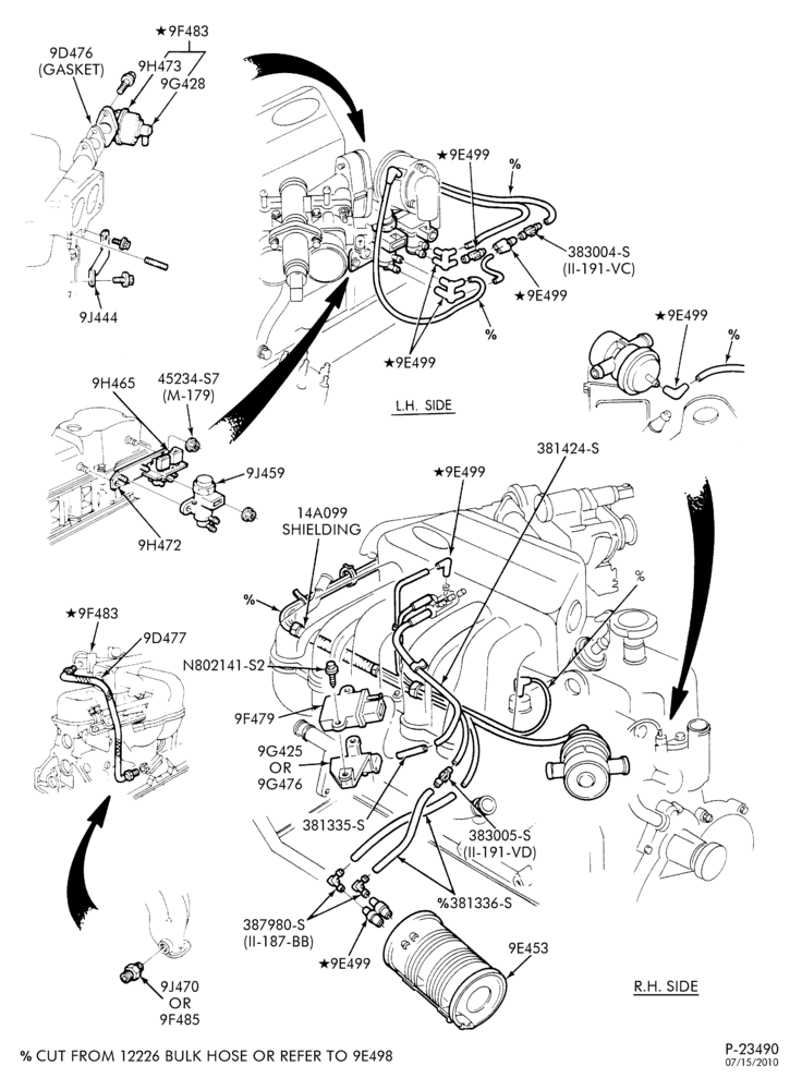 Схема 6 CYL. 4.9L-Emission system - exhaust gas recirculation (E.G.R.) - E150/350 - under 8500# G.V.W.