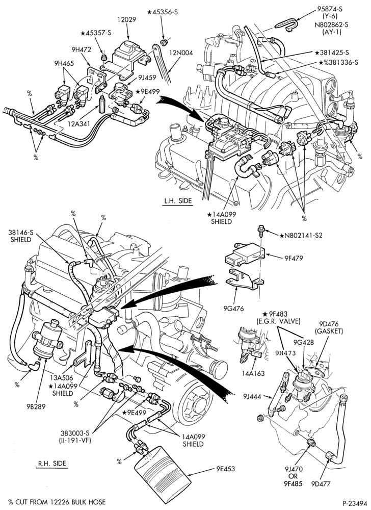 Схема 8 CYL. 5.8L-Emission system - exhaust gas recirculation (E.G.R.) - E150/250 - under 8500# G.V.W.