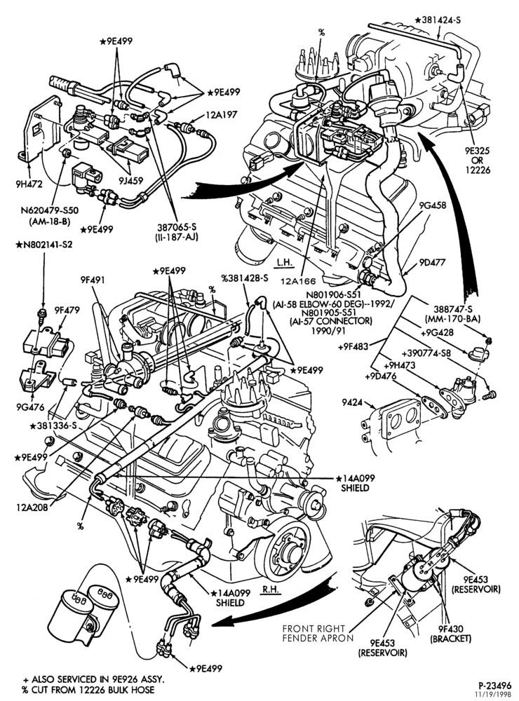 Схема 8 CYL. 7.5L - GAS-Emission system - exhaust gas recirculation (E.G.R.)