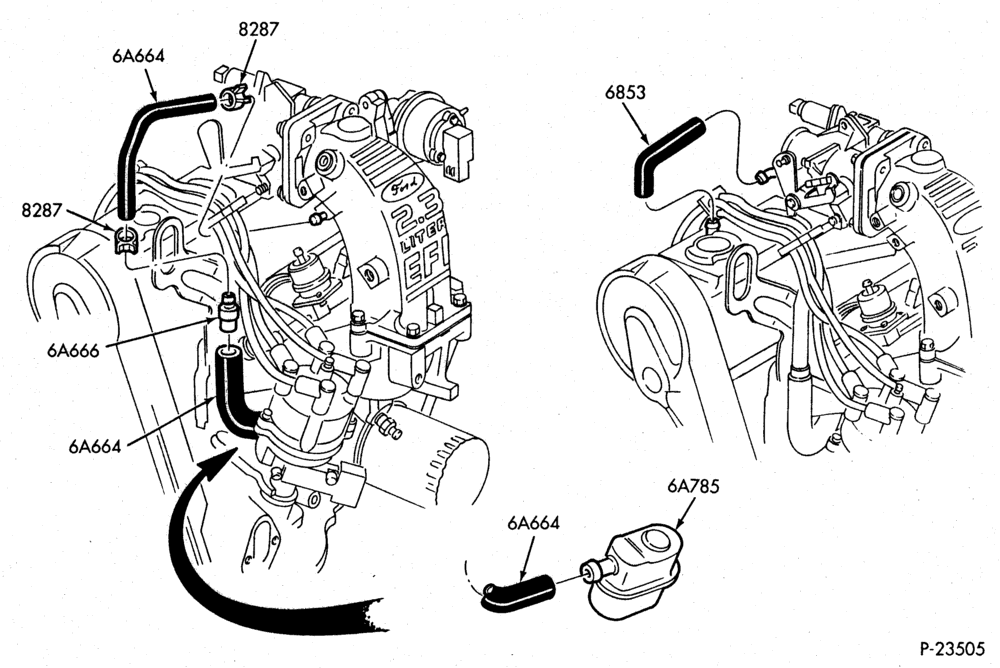 Схема 4 CYL. 2.3L (140 C.I.D.) - OHC-Crankcase ventilation system-E.F.I.