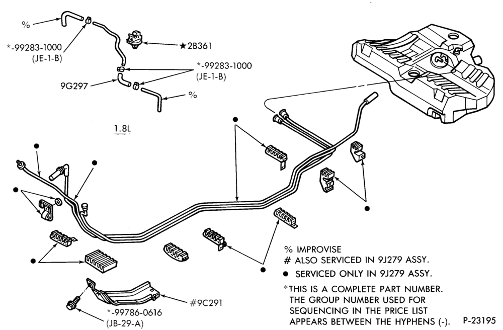 Схема 4 CYL. 1.8L-Fuel system - line installation