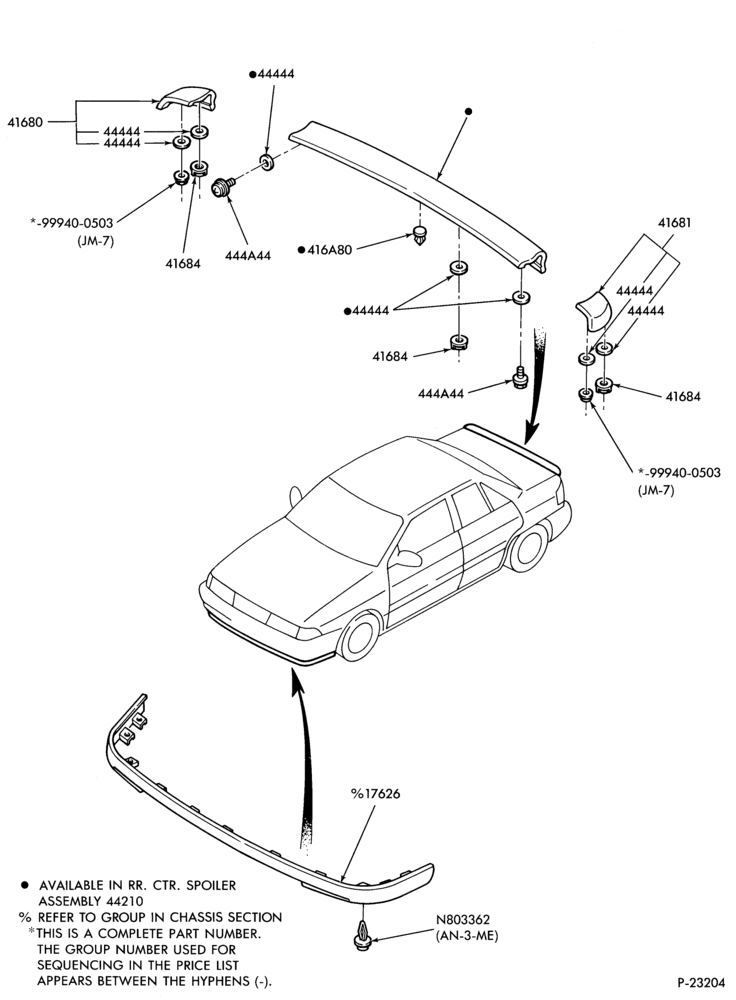 Схема LIFT/TAILGATE, LUGGAGE & BACK WINDOW-Spoiler - B/T 54 - 4 cyl. 1.8L - Tracer
