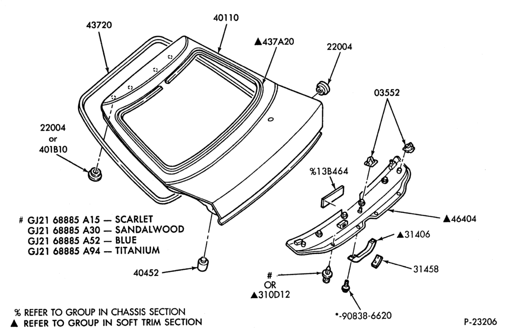 Схема LIFT/TAILGATE, LUGGAGE & BACK WINDOW-Liftgate parts - weatherstrip & trim - B/T 58