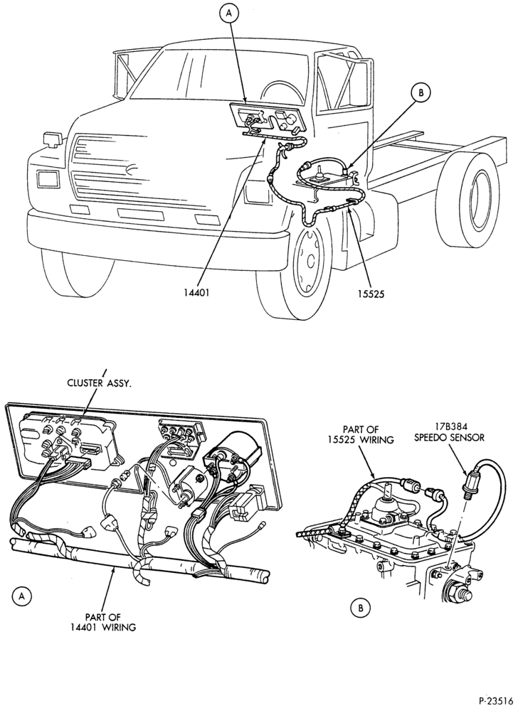 Схема SPEEDOMETER & TACHOMETER CABLES-Speedo sensor and wiring-B600/700