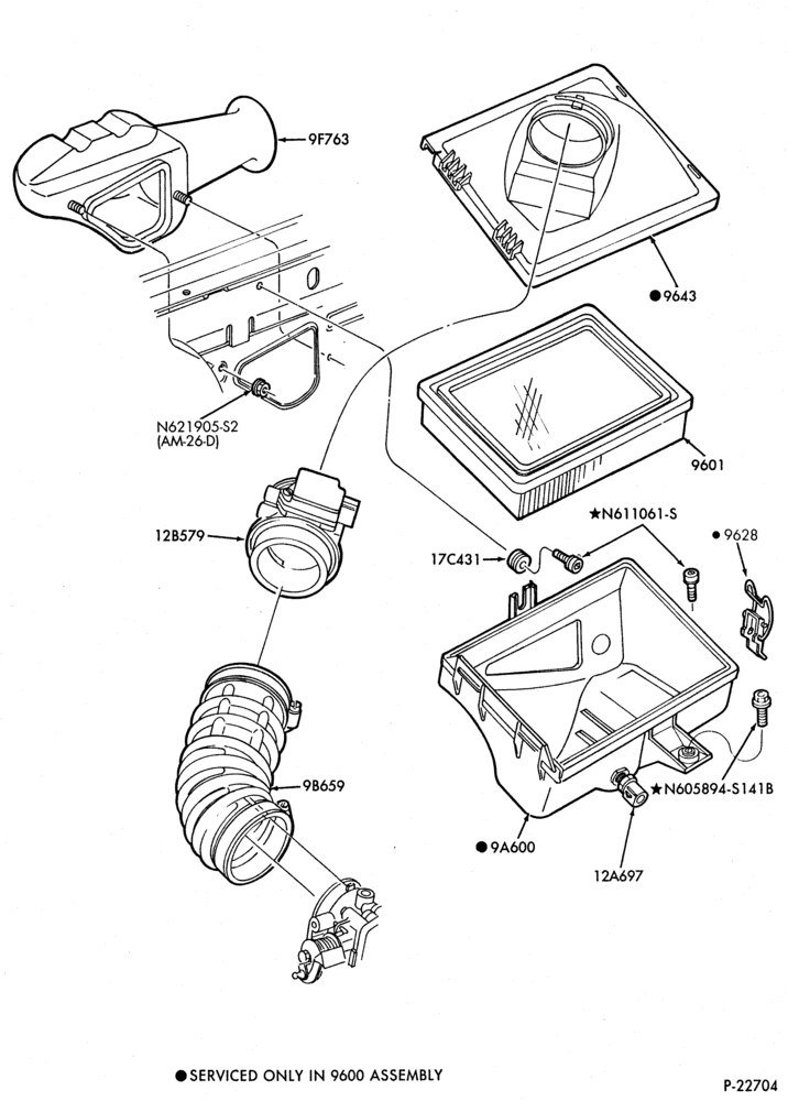Схема 6 CYL. 3.0L - SHO - E (TAURUS)-Air cleaner