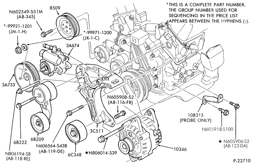 Схема Генератор, INSTRUMENT CLUSTER, BATTERY-Alternator mounting brackets - 6 cyl. 3.0L